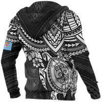 Fiji Polynesian Hoodie (Zip up) White Turtle - Polynesian Pride