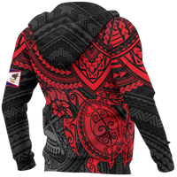 American Samoa Polynesian Hoodie (Zip up) Red Turtle - Polynesian Pride