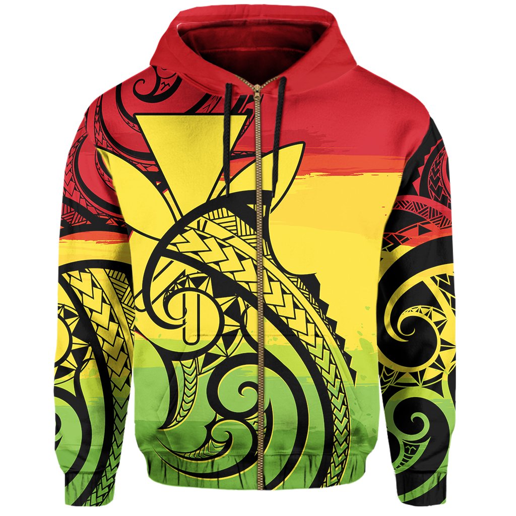 Hawaii Hoodie Kanaka Reggae Allover Zip Hoodie - Polynesian Pride