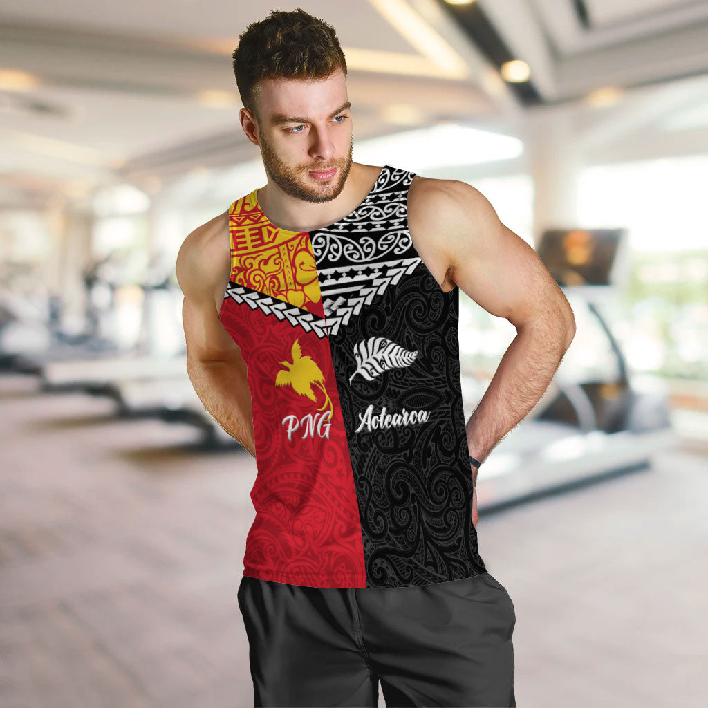 Papua New Guinea Combine New Zealand Maori Aotearoa Heritage Men Tank Top - LT12 - Polynesian Pride