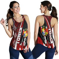 Tonga Women Racerback Tank - Coat Of Arms Tapa Tonga Patterns - Polynesian Pride