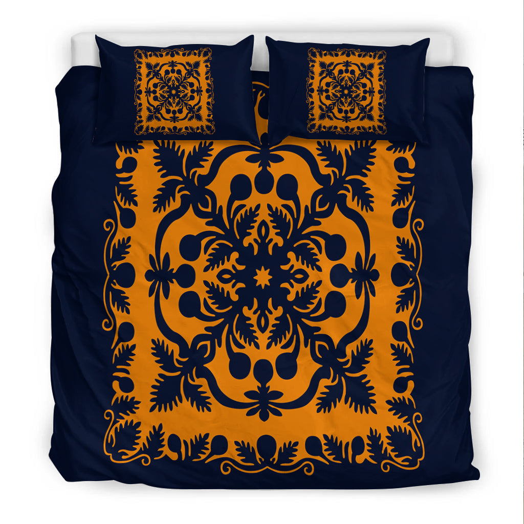 Hawaii Bedding Set Royal Pattern - Orange and Royal Blue - Polynesian Pride