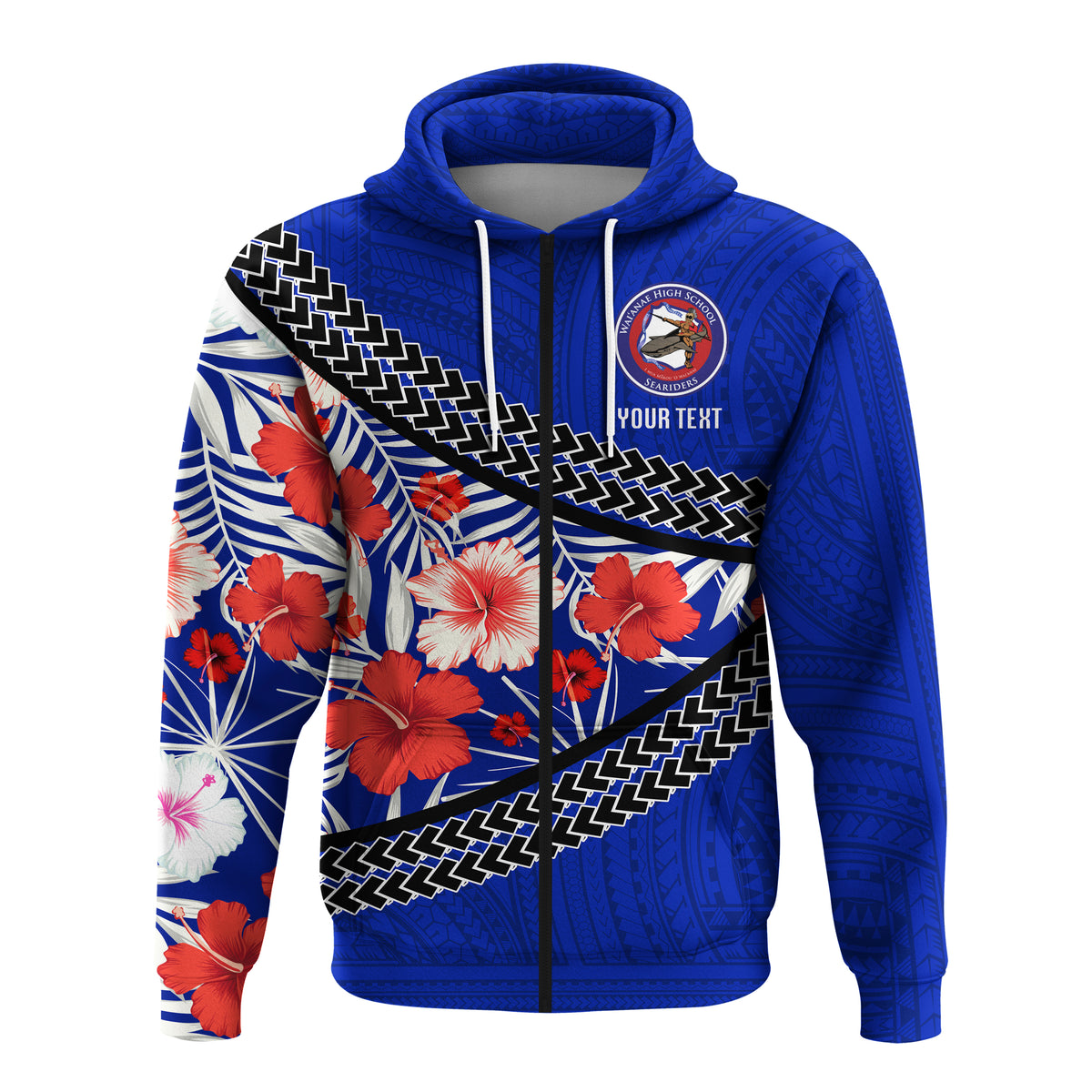 Custom Waianae High School Zip up Hoodie Hawaiian Hibiscus Flowers LT20 - Polynesian Pride