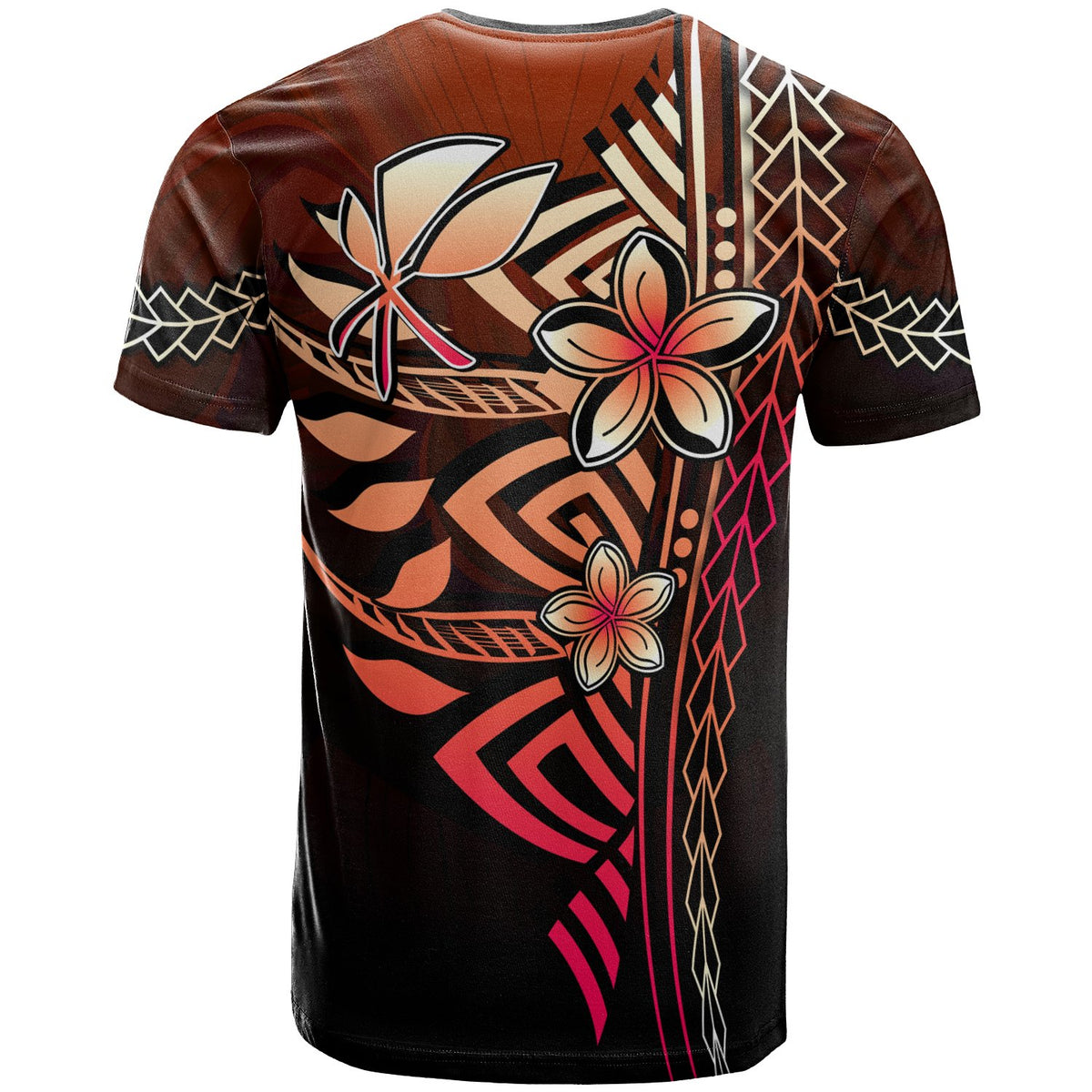 Hawaii Polynesian T Shirt Red Vintage Tribal Mountain - Polynesian Pride