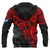 Marshall Islands Polynesian Hoodie Red Turtle - Polynesian Pride