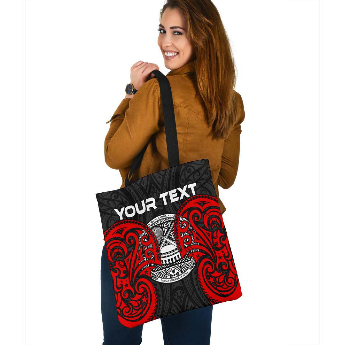 American Samoa Polynesian Custom Personalised Tote Bag - American Samoan Spirit Tote Bag One Size Red - Polynesian Pride