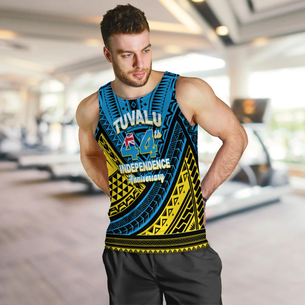 Tuvalu Men Tank Top 44th Independence Anniversary - Tribal Pattern - LT12 - Polynesian Pride