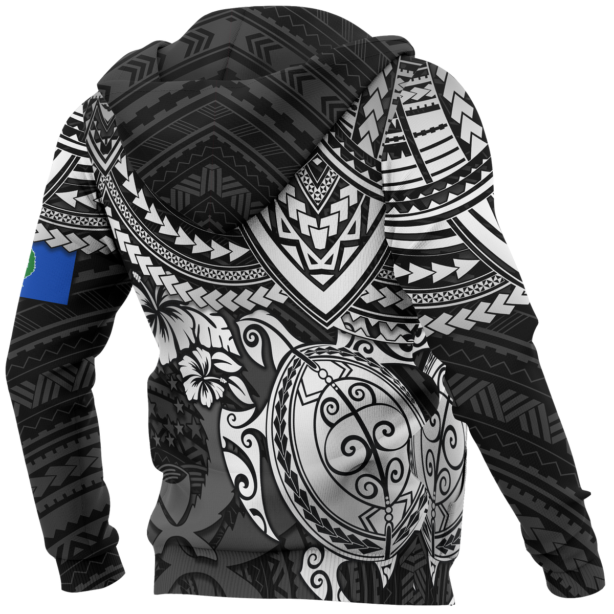 Pohnpei Hoodie Polynesian White Turtle - Polynesian Pride