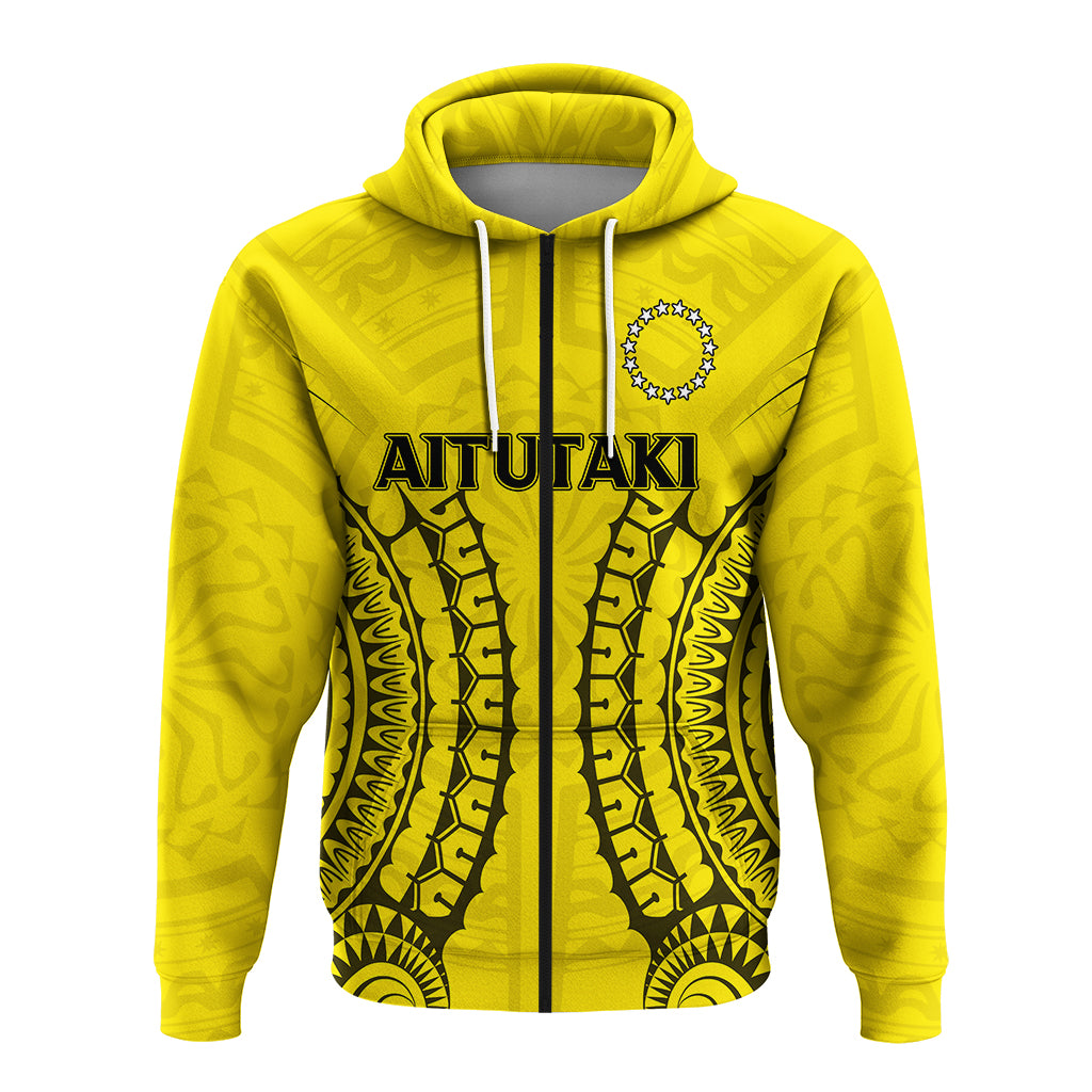 Custom Cook Islands Aitutaki Zip up Hoodie Tribal Pattern LT12 - Polynesian Pride