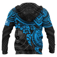Yap Polynesian Zip up Hoodie Blue Turtle - Polynesian Pride