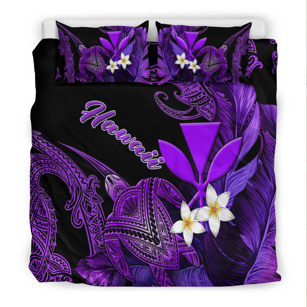Hawaii Turtle With Plumeria Leaf Purple Bedding Set - LT12 - Polynesian Pride