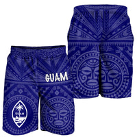 Guam Men's Short - Guam Seal With Polynesian Tattoo Style (Blue) - Polynesian Pride