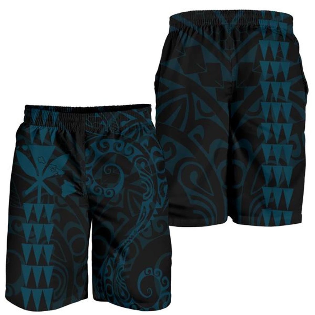 Kanaka Hawaii Map Polynesian Men's Short Blue Coral Men's Shorts Blue Coral - Polynesian Pride