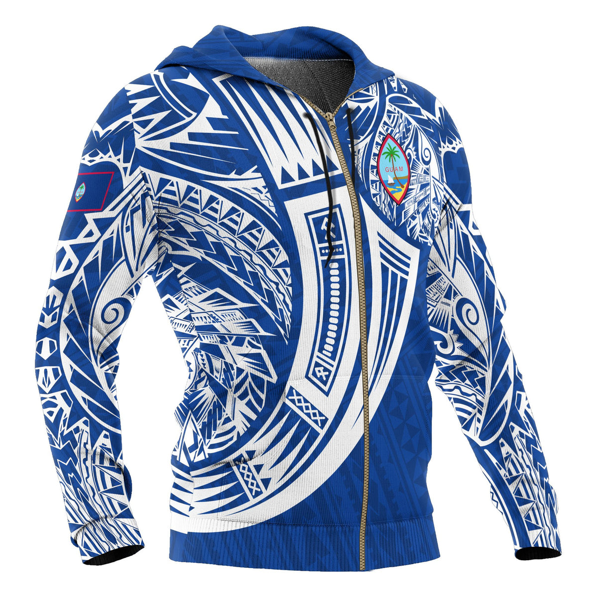 Guam Polynesian Zip up Hoodie Tribal Tattoo - Polynesian Pride