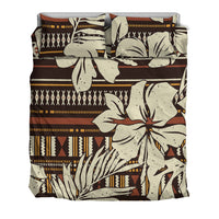 Polynesian Bedding Set - Hibiscus Flower Tribal Fabric Wallpaper - Polynesian Pride