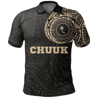 Chuuk Polo Shirt Chuuk Flag Polynesian Tattoo A7 Unisex Black - Polynesian Pride