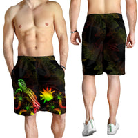 Nauru Polynesian Men's Shorts - Turtle With Blooming Hibiscus Reggae - Polynesian Pride