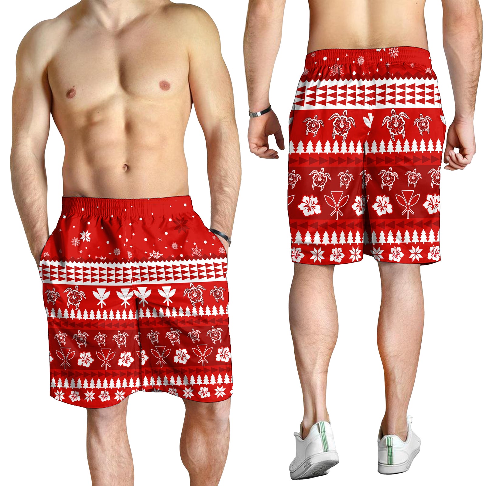 Mele Kalikimaka Men Short (No) Santa Claus Hawaii Christmas LT13 Men's Shorts Red - Polynesian Pride