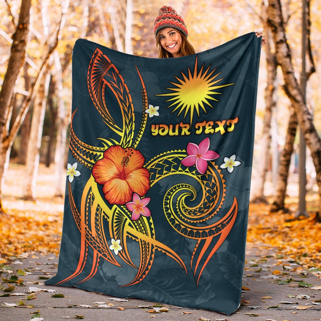 Marshall Islands Polynesian Personalised Premium Blanket - Legend of Marshall Islands (Blue) - Polynesian Pride