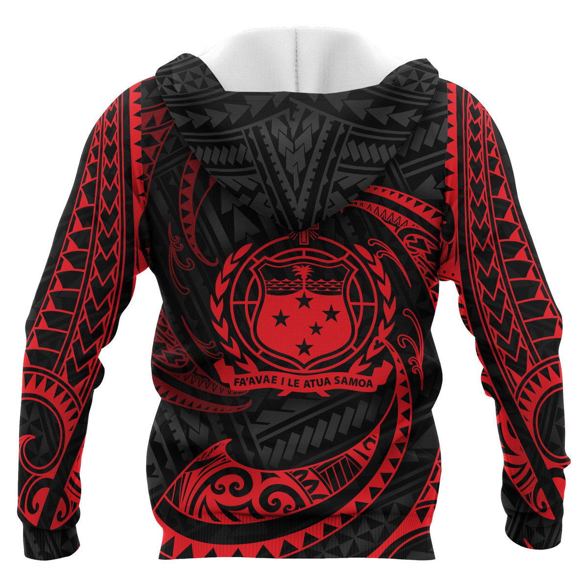 Samoa Polynesian Zip up Hoodie Red Tribal Wave - Polynesian Pride