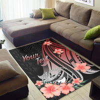 Pohnpei Personalised Custom Area Rug - Red Polynesian Hibiscus Pattern Style - Polynesian Pride