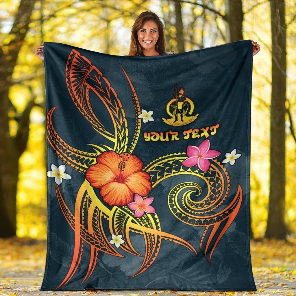 Vanuatu Polynesian Personalised Premium Blanket - Legend of Vanuatu (Blue) - Polynesian Pride