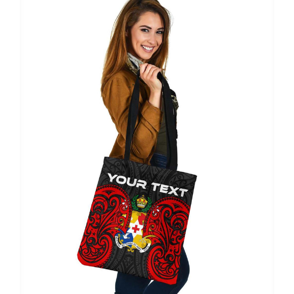 Tonga Polynesian Custom Personalised Tote Bag - Tongan Spirit Tote Bag One Size Red - Polynesian Pride