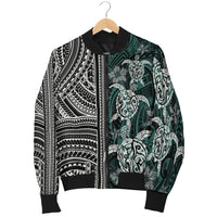 Polynesian Bomber Jacket - Turtle With Ethnic Motives And Floral Elements - LT20 - Polynesian Pride