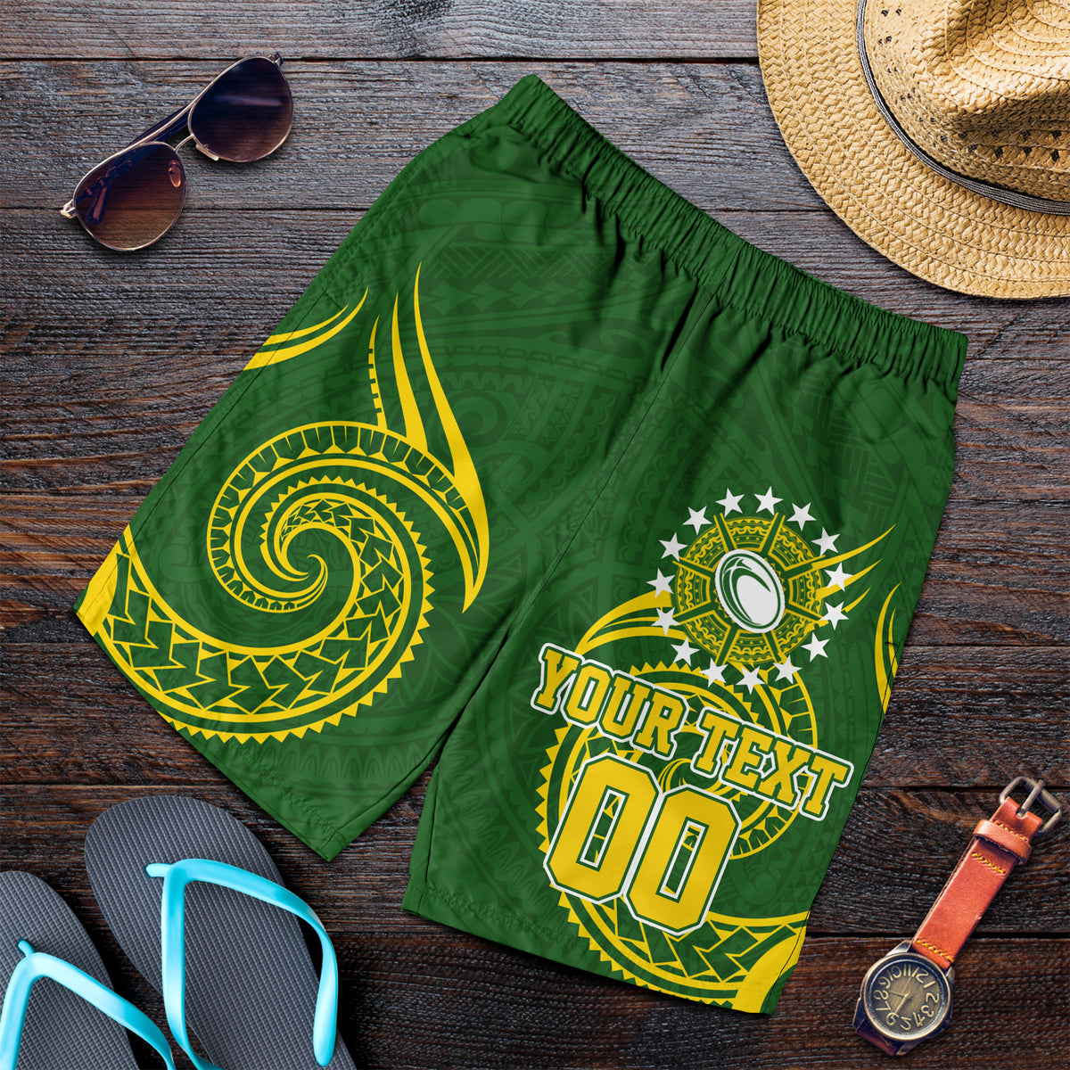 (Custom Personalised) Cook Islands Rugby Men's Short - Tribal Pattern - LT12 - Polynesian Pride