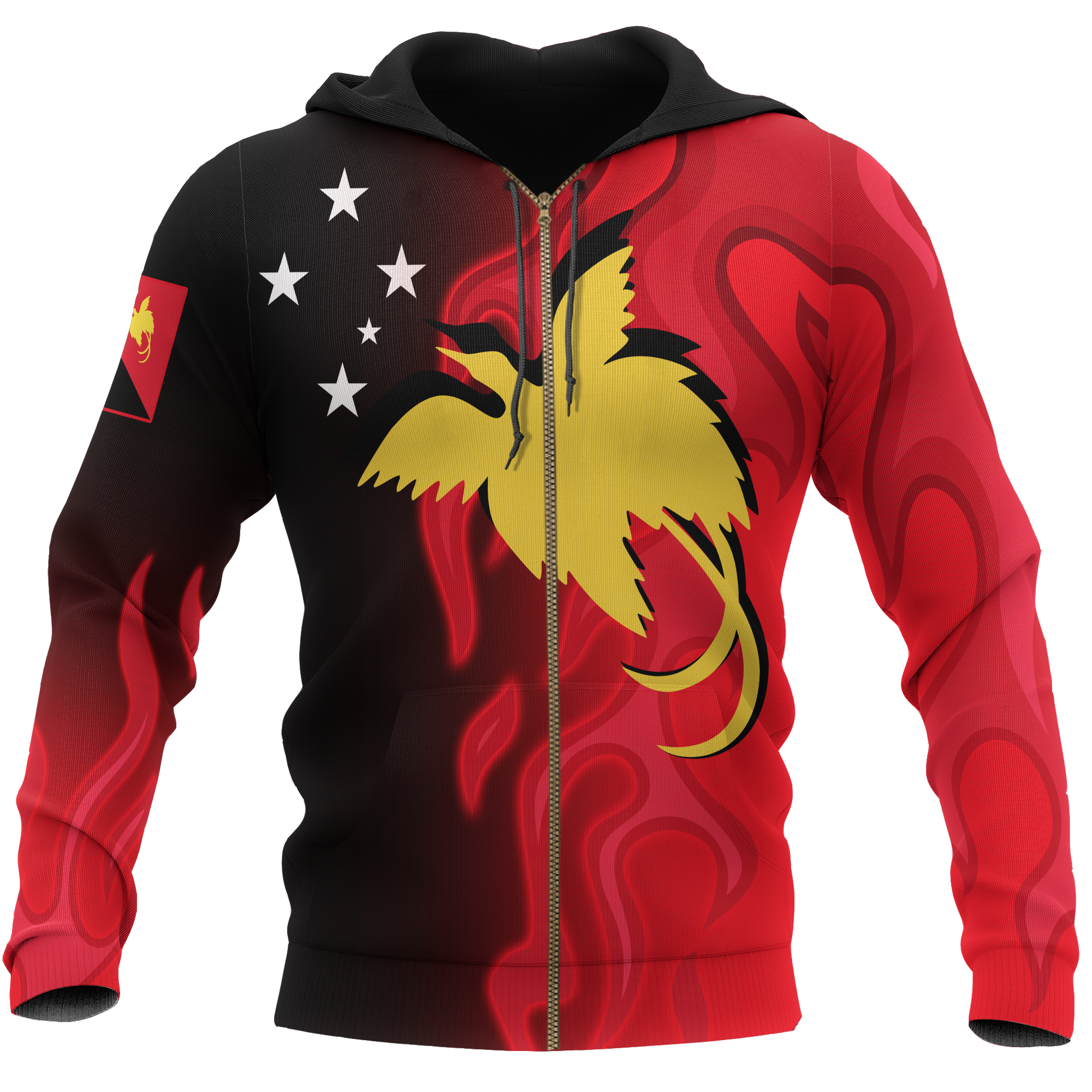 Papua New Guinea Hoodie (Zip up) PNG Flame Unisex RED - Polynesian Pride