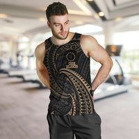 Cook Islands Polynesian Men's Tank Top - Gold Tribal Wave - Polynesian Pride