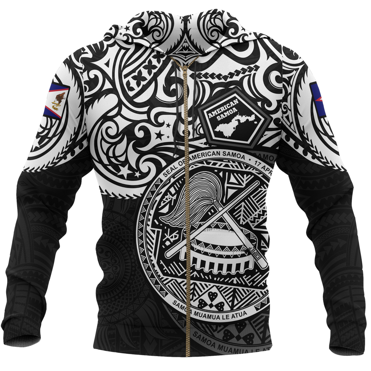 American Samoa Zip up Hoodie National Pride (White) Unisex WHITE - Polynesian Pride