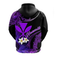 Hawaii Turtle With Plumeria Leaf Purple Hoodie LT12 - Polynesian Pride