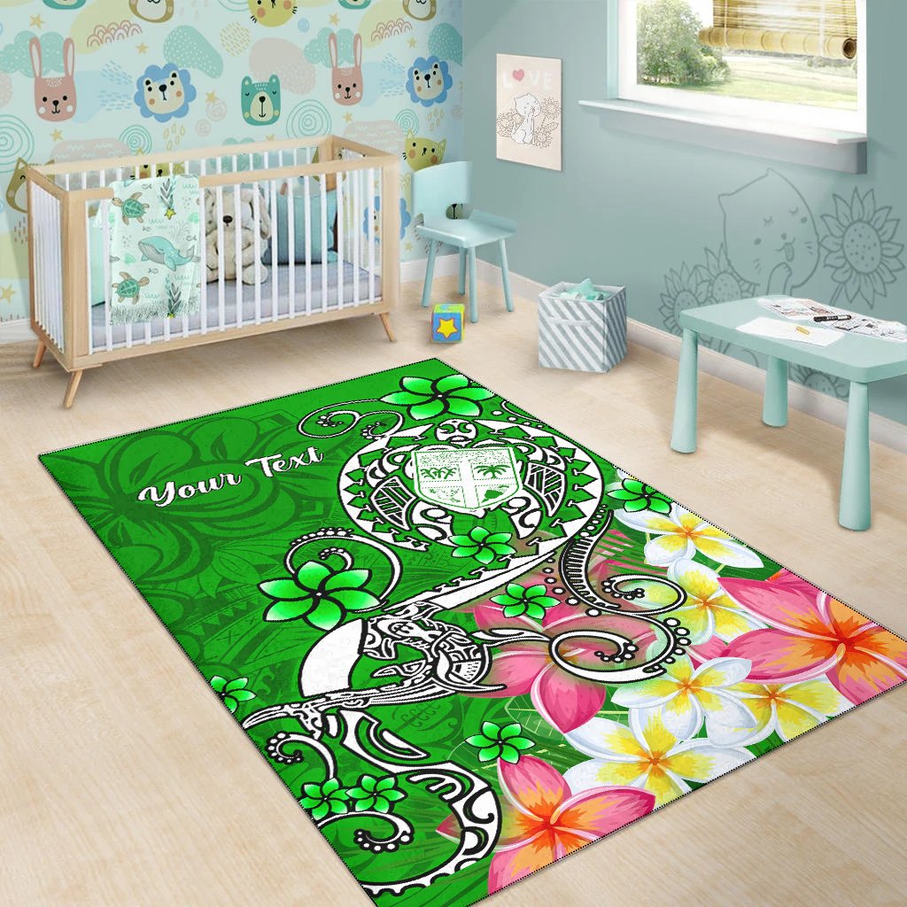 Fiji Custom Personalised Area Rug - Turtle Plumeria (Green) - Polynesian Pride