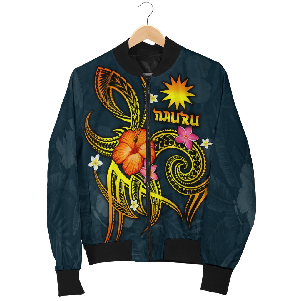 Nauru Polynesian Men's Bomber Jacket - Legend of Nauru (Blue) - Polynesian Pride