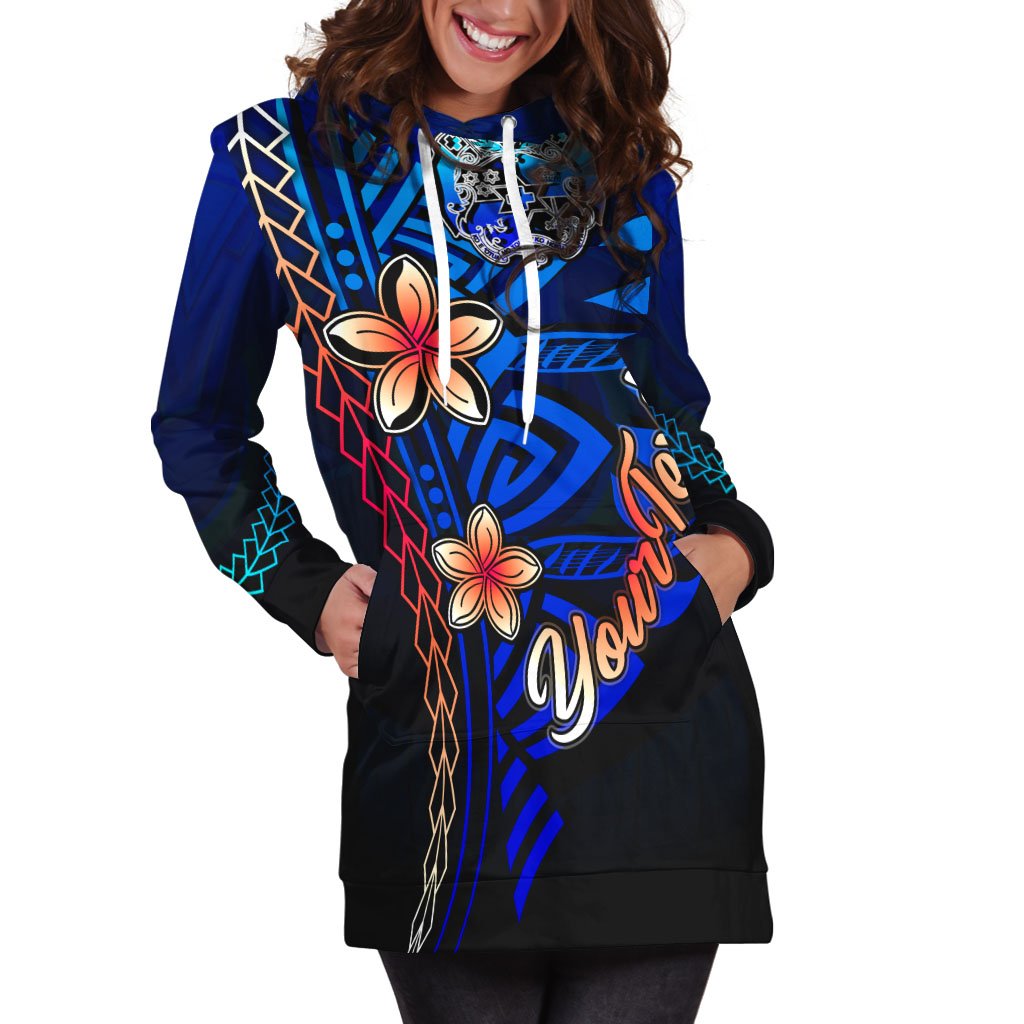 Tonga Custom Personalised Hoodie Dress - Vintage Tribal Mountain - Polynesian Pride