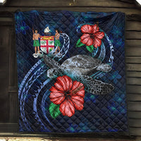 Fiji Polynesian Premium Quilt - Blue Turtle Hibiscus - Polynesian Pride