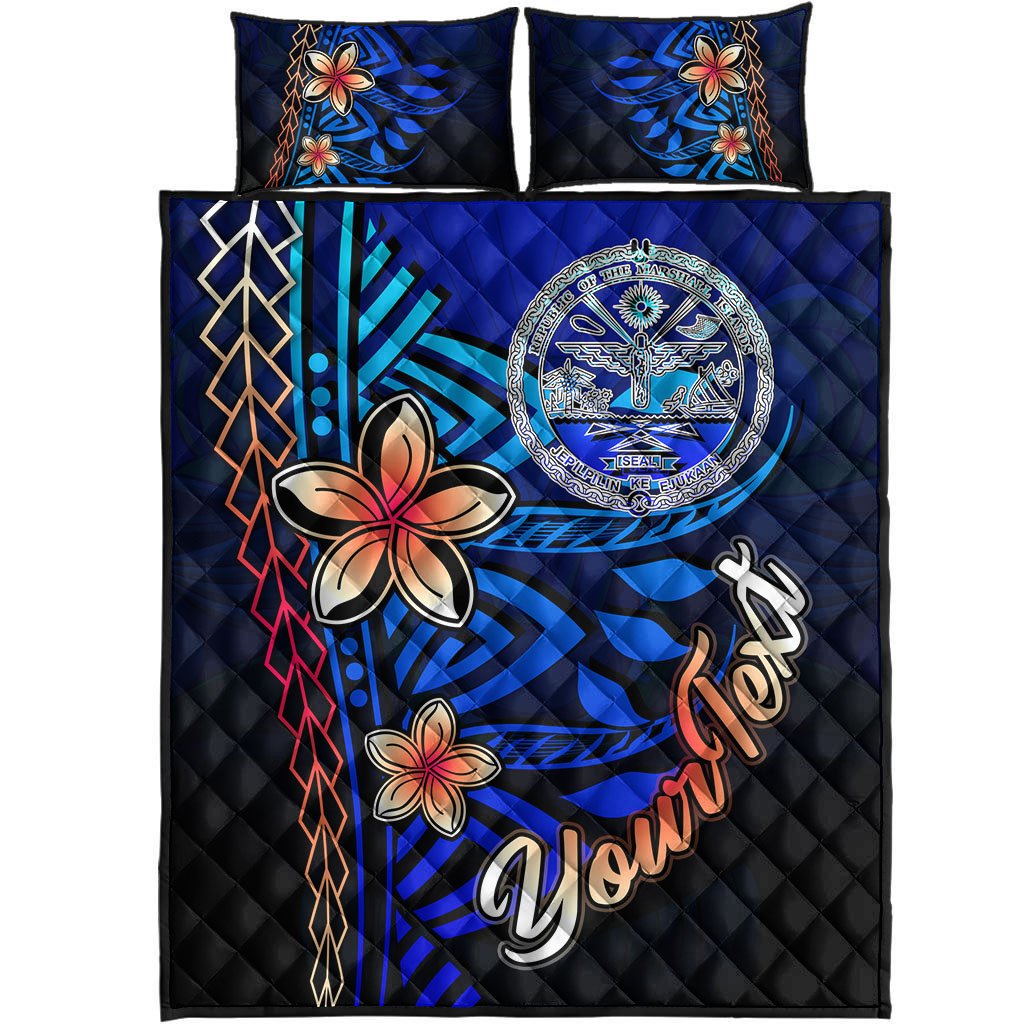 Marshall Islands Custom Personalised Quilt Bed Set - Vintage Tribal Mountain Crest - Polynesian Pride