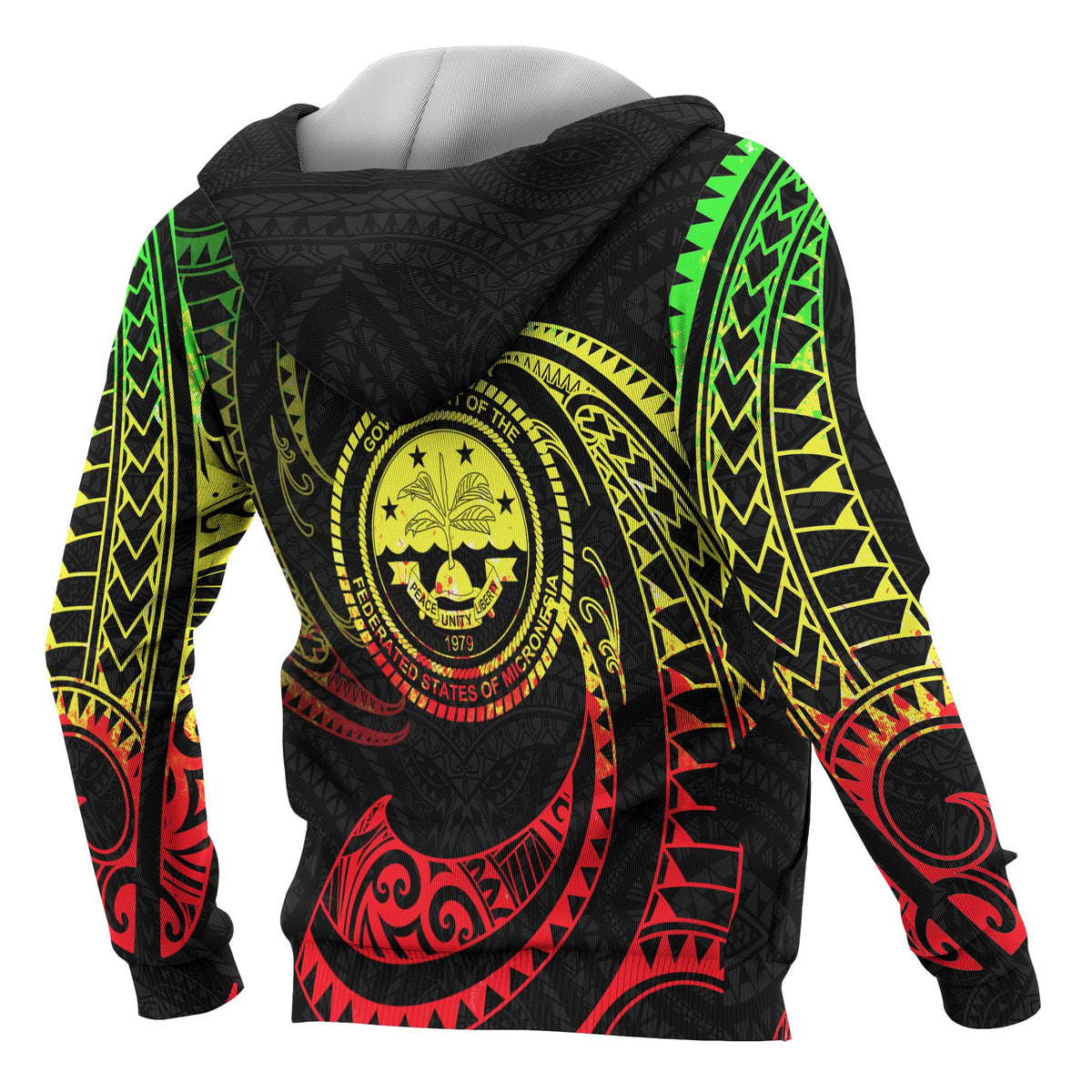 Federated States of Micronesia All Over Zip up Hoodie Reggae Tribal Wave - Polynesian Pride