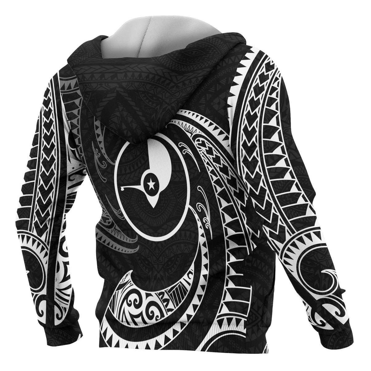 Yap Micronesia ll Over Hoodie White Tribal Wave - Polynesian Pride