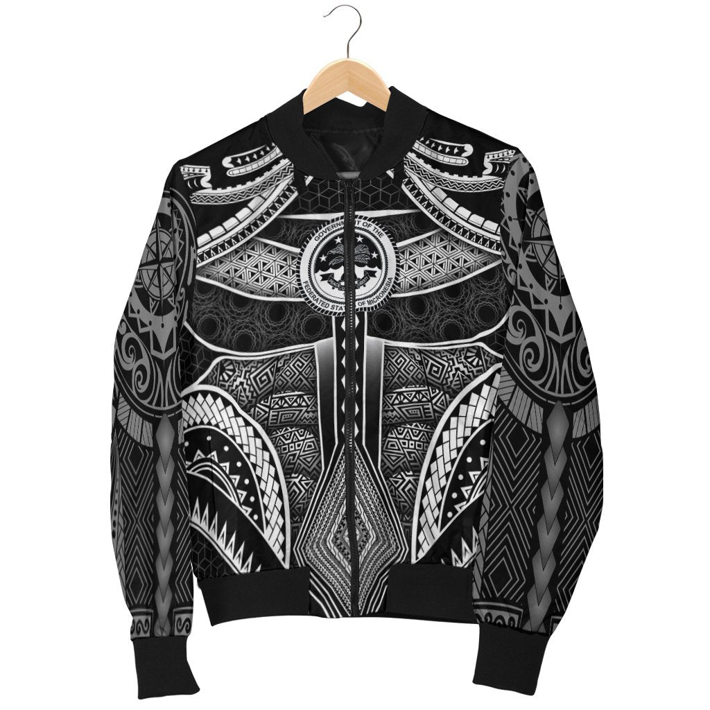 Polynesian FSM Men's Bomber Jacket - Poly Pattern With COA Federated States of Micronesia - Polynesian Pride