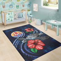 Tahiti Polynesian Area Rug - Blue Turtle Hibiscus - Polynesian Pride