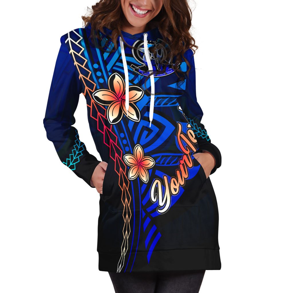 Vanuatu Custom Personalised Hoodie Dress - Vintage Tribal Mountain - Polynesian Pride