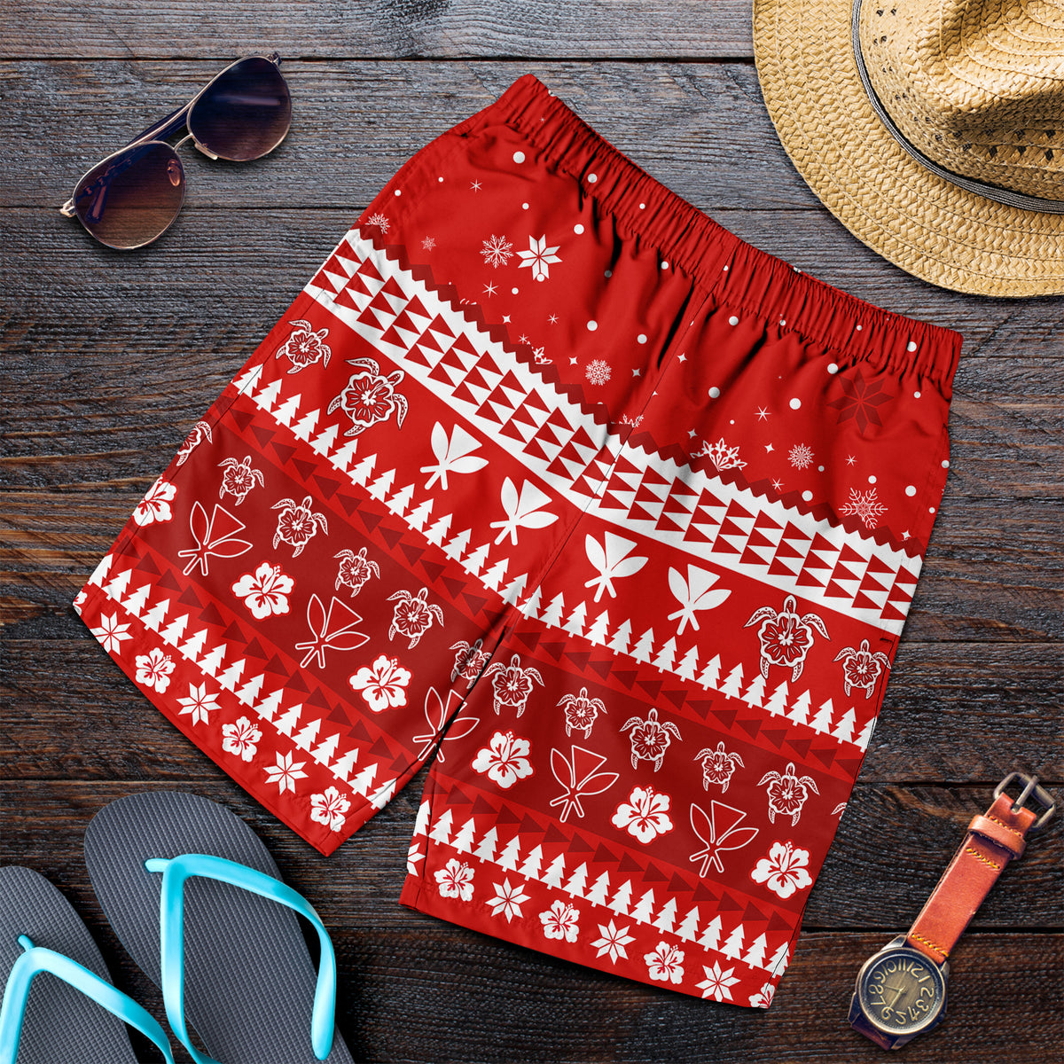 Mele Kalikimaka Men Short (No) Santa Claus Hawaii Christmas LT13 - Polynesian Pride