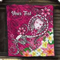 Fiji Custom Personalised Premium Quilt - Turtle Plumeria (Pink) - Polynesian Pride