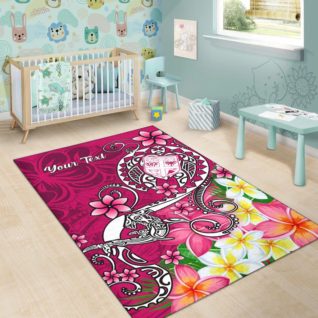 Fiji Custom Personalised Area Rug - Turtle Plumeria (Pink) - Polynesian Pride