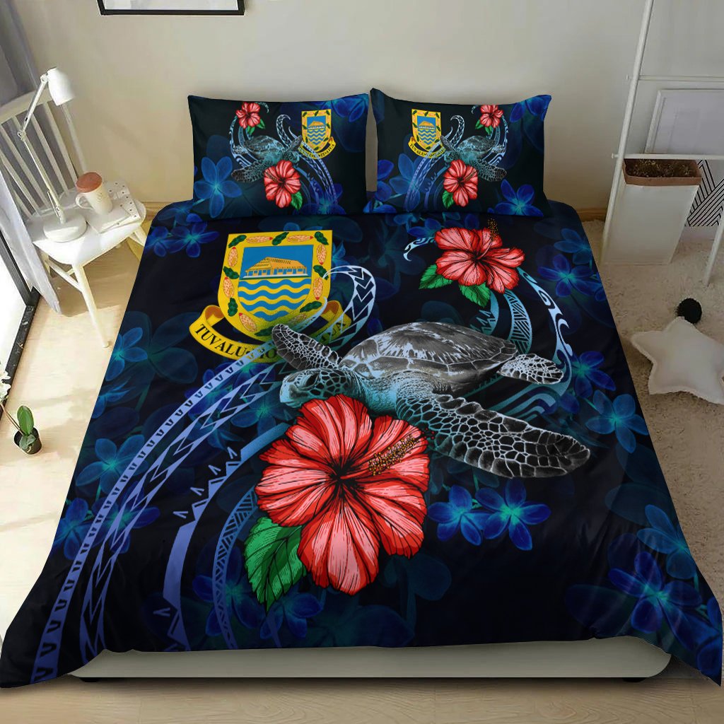 Tuvalu Polynesian Bedding Set - Blue Turtle Hibiscus - Polynesian Pride