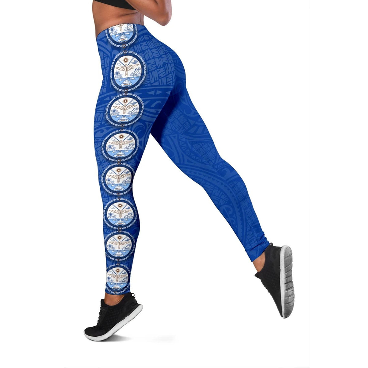 Marshall Islands Polynesian Legging - Coat Of Arm Linked Style - Polynesian Pride