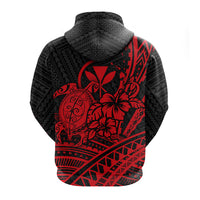 Hawaii Turtle With Hibiscus Tribal Red Hoodie LT12 - Polynesian Pride