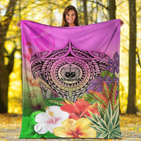 Samoa Premium Blanket - Manta Ray Tropical Flowers - Polynesian Pride